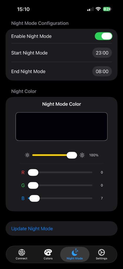 Nachtmodus Konfiguration